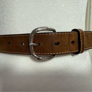 Nocona Belt Co. Kids Western Leather Concho Belt Brown Silver Buckle Size 28
